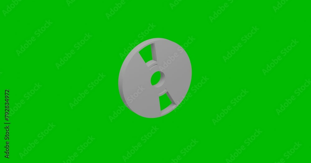 Poster animation of rotation of a white cd symbol with shadow. simple and complex rotation. seamless looped