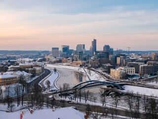 General view of the business part of Vilnius. Downtown Vilnius in winter - Powered by Adobe