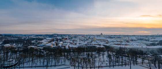 Panoramic view of Vilnius in winter