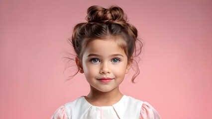 Updo Hairstyle for Cute Girls, Pastel Beauty Updo Hairdo for Young Girls, Adorable Elegance Little Girl's Updo Style, Charming Updo Beauty in Pastel Background