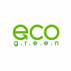 The design of the word "Eco green" is simple with an arrow on the letter E.