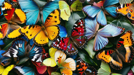background of a variety of beautiful colorful tropical butterflies, International Day for...