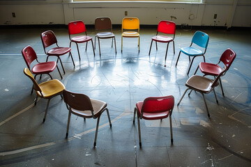 A circle of chairs