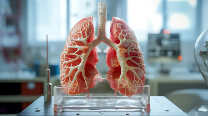 Lung anatomy model transplantation organ biological, Creating artificial lungs. Medical and technology concept - obrazy, fototapety, plakaty