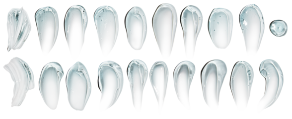 Set. smear of transparent blue cosmetic gel. On an empty background. PNG
