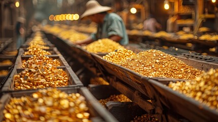 Commodity Trading- Depicting traders buying and selling commodities such as gold, oil, and agricultural products on commodity exchanges. - obrazy, fototapety, plakaty