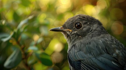 Immerse yourself in the avian world with an intimate close-up shot of a Gray Bird in natural daylight - Powered by Adobe