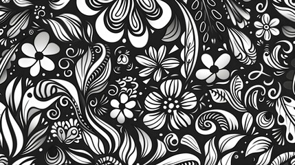 black and white floral pattern