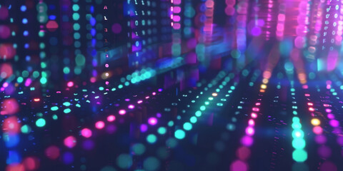 Obraz premium blur binary data background. Concept for big data, deep machine learning, artificial intelligence. colorful data tranfer business technology background. virtualization, futuristic,banner