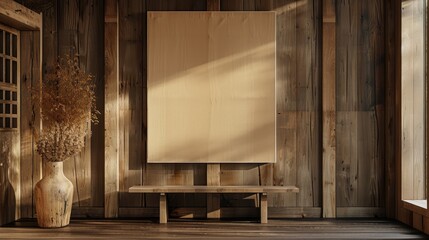 Warm cedar wall with one large