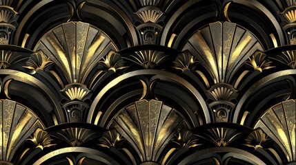 3D black and gold art deco patterns reminiscent of the roaring twenties