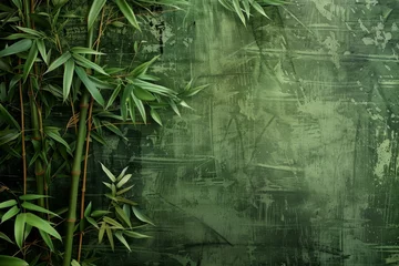 Foto op Plexiglas Green bamboo background, with space for text © Елена Шукайлова