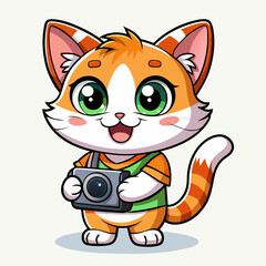 Adorable Cartoon Cat Photographer with Camera