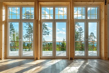 Guide on how to install windows and doors in a frame home. AI-generated.