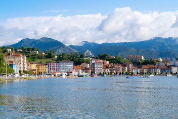 Ribadesella fishing village with the mountains in the background. Asturias - Spain