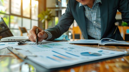 Professional business people gather at the table Review business plans and related documents related to event planning work.