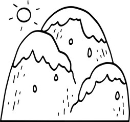 hand drawn mountain illustration.