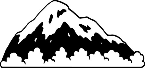hand drawn mountain illustration.