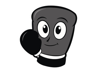 Funny boxing glove with a friendly face. Cartoon of a smiling boxing glove character. Concept of fun sports mascot, boxing for kids, playful sporting equipment. Isolated om white background