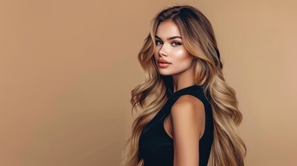 beautiful woman with shiny hair.