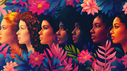 Women Surrounded by Flowers Painting