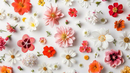 Assorted Colorful Flowers on White Surface