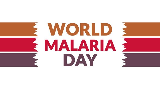 World Malaria Day seamless looping text animation with side lines on white background, World Malaria Day motion graphic video for enjoying and celebrating Malaria Day.