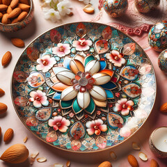 Nuts  in a bowl Vintage Moroccan Decorative Plate.