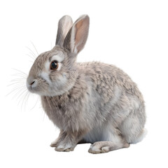 A rabbit, realistic and in a natural pose, with a transparent background for use in pet or wildlife themes.