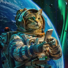 "Cosmic Connection: Astronaut Cat and the Digital Frontier"