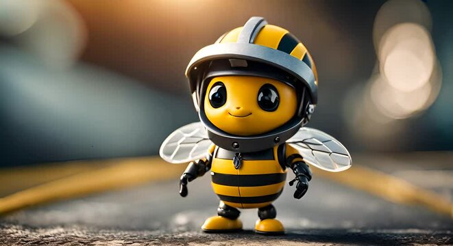 Worker bee. Bee dressed as a worker at a construction site.	
