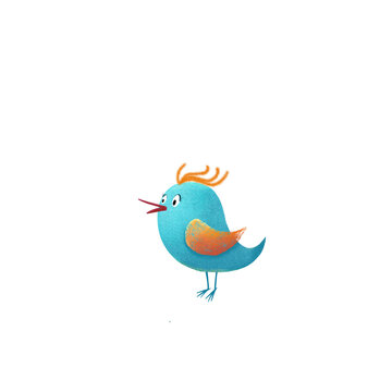 Blue cartoon bird
