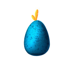 Blue fun egg with two feathers on top