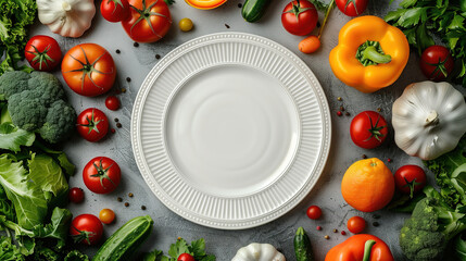 White Plate Surrounded by Various Vegetables