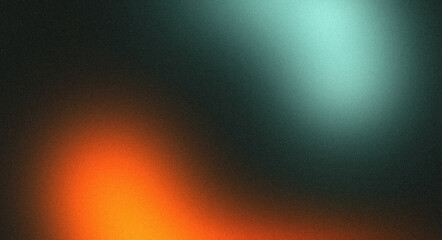 Orange blue black grainy color gradient background, abstract dark banner design, noise texture. Summer poster design.