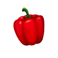 Red sweet pepper on transparent background