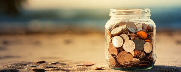A charming, rustic image of a jar filled with coins labeled 