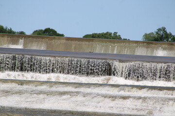 A view from     below the dam and the greater spillway before flowing into the tidal pool basin.