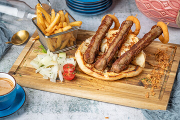 sausage and fries