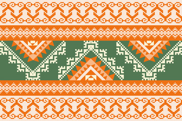 Traditional ethnic,geometric ethnic fabric pattern for textiles,rugs, wallpaper,clothing,sarong,batik,wrap,embroidery,print, background,cover,illustration,green,white,orange patterns