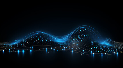 Abstract Blue Particle Waves Digital Background
