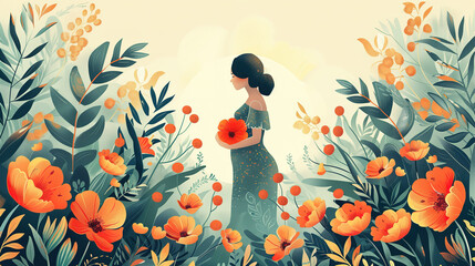 Woman Standing in Field of Flowers