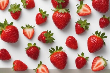 'strawberries isolated white background strawberry fruit fresh food juicy raw closeup ripe natural...