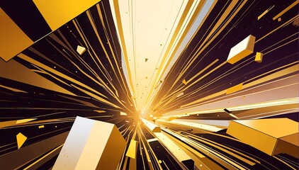 abstract gold theme geometric shapes retro pop art anime cartoon style background from Generative AI
