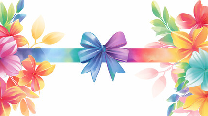 Elegant colorful Bow on Floral Patterned Background