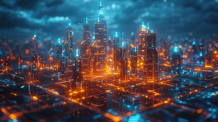 Intelligent AI city command center, monitoring and optimizing urban systems in real-time, with...