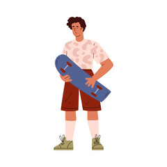 Teen with skateboard vector illustration © Kudryavtsev