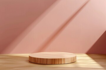 A sophisticated wooden podium under soft lighting, this stock image is perfect for showcasing artisanal goods or adding a warm vibe to product presentations.