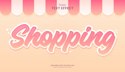 decorative cute shopping editable text effect vector design
