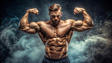 A shirtless muscular man, showing off his defined chest and rippling muscles